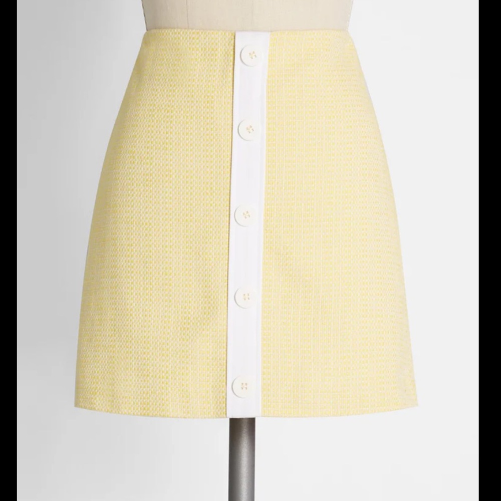 ModCloth The Day is Calling Yellow Button-Front Skirt